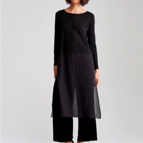 378.00 NWT EILEEN FISHER BLACK VELVET 2 PIECE DUSTER SET GORGEOUS! - Picture 3 of 8